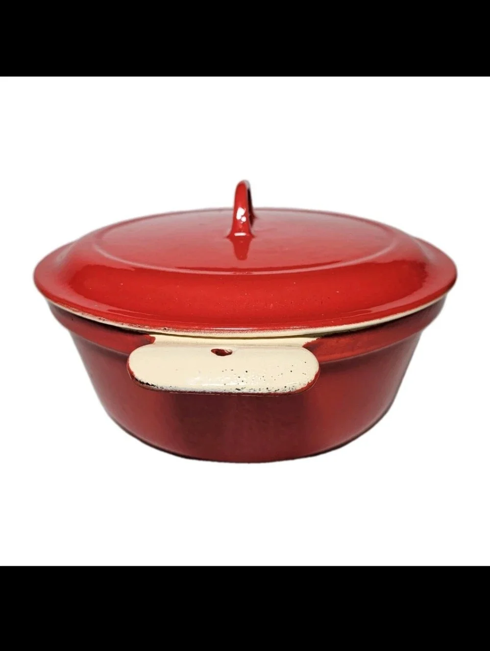 Vtg Griswold 3 Pint Red Enamel Coated Cast Iron Casserole Dish With Lid 88 Erie